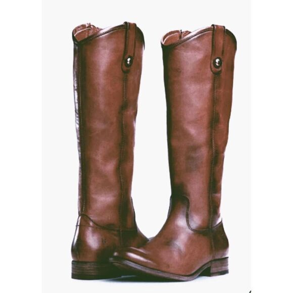 FRYE Melissa Tall Cognac Leather Riding Boot Size 6.5B - Picture 1 of 11